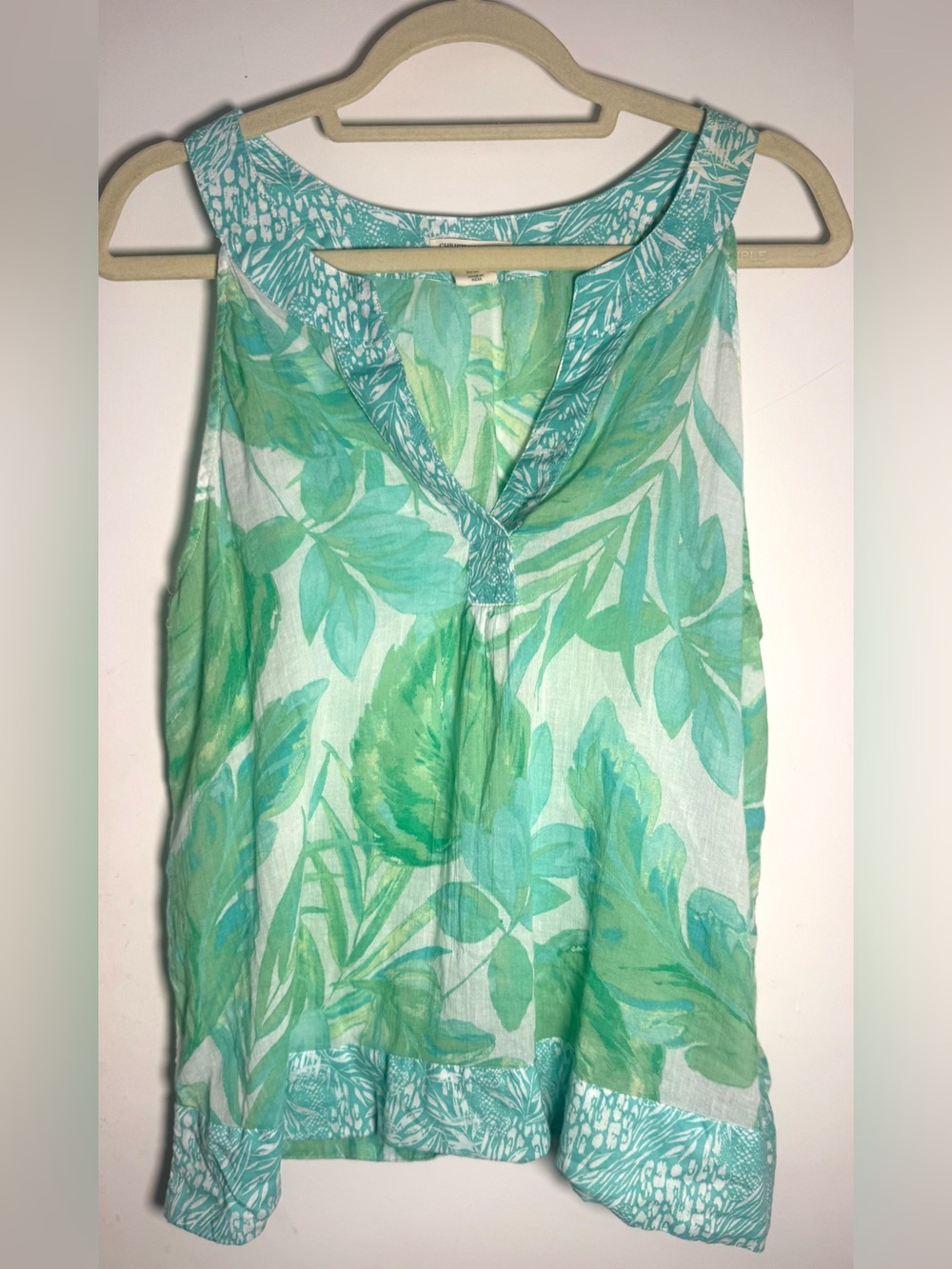 Christian Siriano Tropical Leaf Split V-Neck . Sz. XL